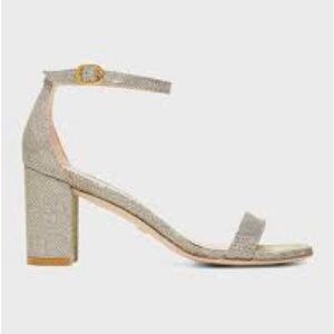 Stuart Weitzman Nudistcurve Glitter Block-Heel Sandals